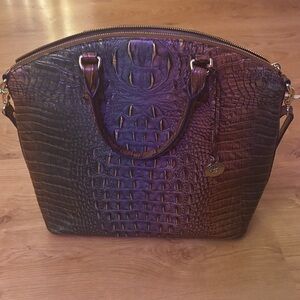 Brahmin Crocodile Embossed Shoulder Bag in Mystic